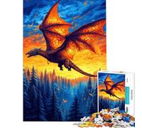 Rompecabezas de 1000 Piezas para Adultos y Adolescentes Dragón Volando sobre un Paisaje Forestal Rompecabezas Divertidos para Adultos Carrera de Velocidad Manual (tamaño 38x26cm)
