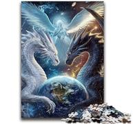 Rompecabezas de 1000 Piezas para Adultos y Adolescentes: Dragones Voladores Dando Vueltas a la Tierra Un Regalo desafiante y difícil para Toda la Familia (38x26cm)