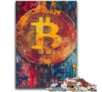 Rompecabezas de 1000 Piezas para Adultos y Adolescentes El Logotipo de Bitcoin Ayuda a ejercitar el Cerebro Juguetes adictivos para Cultivar la Paciencia Interacción Entre Padres e Hijos 26x38cm