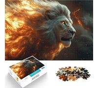 Rompecabezas de 1000 Piezas para Adultos y Adolescentes El Rey León Ardiente Madera，para y a Partir de 14 años Interacción Entre Padres e Hijos Regalos de Juegos desafiantes。tamaño：50x75cm