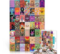 Rompecabezas de 1000 Piezas para Adultos y Adolescentes Empalme de Arte psicodélico Retro Hecho de Papel，para Mayores de 14 años Apto para Parejas Regalos de Juegos desafiantes。tamaño：26x38cm