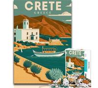 Rompecabezas de 1000 Piezas para Adultos y Adolescentes en Creta, Grecia Juguetes educativos y Juegos Familiares Que fomentan el Amor en Pareja (75x50cm)