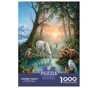 Rompecabezas De 1000 Piezas para Adultos Y Adolescentes Enchanted Forest Animals by A Lake Rompecabezas para Adultos Juegos Relajantes Mejora La Memoria Regalos De Cumpleaños Y Únicos 70x50cm/1000pcs
