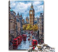 Rompecabezas de 1000 Piezas para Adultos y Adolescentes: Escena callejera de Londres, Alivia el estrés, Pasa el Tiempo en casa, Lista de Deseos con Papá Noel, 50x75cm