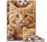 Rompecabezas de 1000 Piezas para Adultos y Adolescentes, Familia de Gatos Naranjas, para un Juego desafiante y Familiar (38x26cm)