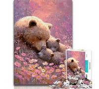 Rompecabezas de 1000 Piezas para Adultos y Adolescentes Familia de Osos pardos Ideal para Decorar tu Escritorio a Partir de 14 años (tamaño 75x50cm)