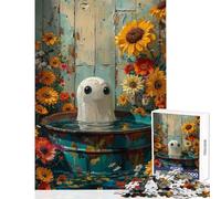Rompecabezas de 1000 Piezas para Adultos y Adolescentes Fantasma en un baño de Flores Juegos educativos Una Obra de Arte Juguetes antiestrés Cada Pieza es única (50x75cm)