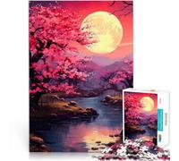 Rompecabezas de 1000 Piezas para Adultos y Adolescentes “Flor de Cerezo y Luna” Hecho de Papel，Apto para Mayores de 14 años. Juego de decoración del hogar Juguetes Regalos de Juegos desafiantes。