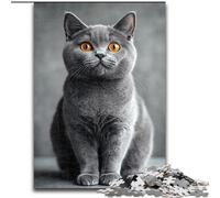 Rompecabezas de 1000 Piezas para Adultos y Adolescentes, Gato británico de Pelo Corto, para Mayores de 14 años Ideal para Parejas, Actividades en casa, Regalo de cumpleaños o de Viaje tamaño 26x38cm