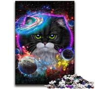 Rompecabezas de 1000 Piezas para Adultos y Adolescentes, Gato en la Galaxia, Espacio Cosmos, para Mayores de 14 años, Juegos Familiares, Juego de Navidad, Regalos para Mujeres, 26x38cm