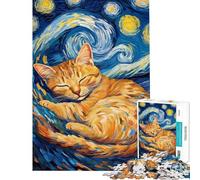Rompecabezas de 1000 Piezas para Adultos y Adolescentes Gato en la Noche Estrellada Rompecabezas para Adultos Juguete Decorativo para Pared Divertido y Original para cumpleaños