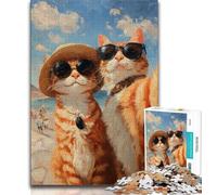 Rompecabezas de 1000 Piezas para Adultos y Adolescentes Gato Naranja tomándose un Selfie Rompecabezas para Adolescentes Alivia el estrés y Pasa el Tiempo Entre Padres e Hijos (tamaño 75x50cm)