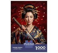Rompecabezas De 1000 Piezas para Adultos Y Adolescentes Geisha Warrior with Katana Rompecabezas para Adultos Juegos Relajantes Mejora La Memoria Regalos De Cumpleaños Y Únicos 52x38cm/1000pcs