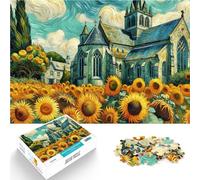 Rompecabezas de 1000 Piezas para Adultos y Adolescentes Girasoles bajo el Castillo Hecho de Madera Apto para Mayores de 14 años. Decoración del hogar Donación de Obras de Arte tamaño:50x75cm