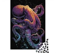 Rompecabezas De 1000 Piezas para Adultos Y Adolescentes Glowing Octopus Art Print Rompecabezas para Adultos Juegos Relajantes Arte De Pared Difícil Y Desafiante 38x26cm/1000pcs