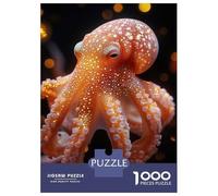 Rompecabezas De 1000 Piezas para Adultos Y Adolescentes Glowing Orange Octopus Portrait Rompecabezas para Adultos Juegos Familiares Análisis Y Lógica Regalos De Cumpleaños Y Únicos 70x50cm/1000pcs