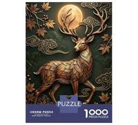 Rompecabezas De 1000 Piezas para Adultos Y Adolescentes Golden Deer Under A Full Moon Rompecabezas para Adultos Juego De Ingenio Arte De Pared Regalos De Cumpleaños Y Únicos 70x50cm/1000pcs