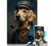 Rompecabezas de 1000 Piezas para Adultos y Adolescentes, Golden Retriever Detective, Juego desafiante Toda la Familia, 50x75cm