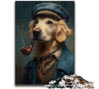 Rompecabezas de 1000 Piezas para Adultos y Adolescentes, Golden Retriever Detective para Mayores de 14 años, Juegos Familiares, Juegos de Navidad, Regalos para Mujeres, 50x75cm