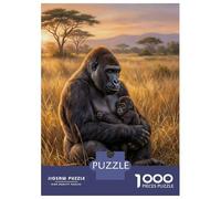 Rompecabezas De 1000 Piezas para Adultos Y Adolescentes Gorilla Mother and Baby in Savannah Rompecabezas Juego De Ingenio Difícil Regalos De Cumpleaños Y Únicos 38x26cm/1000pcs