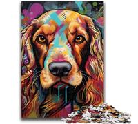 Rompecabezas de 1000 Piezas para Adultos y Adolescentes Grafiti de Cocker Spaniel Inglés para Adolescentes, con póster y Hoja de Trivia a Juego para Mayores de 14 años (26x38cm)