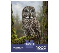 Rompecabezas De 1000 Piezas para Adultos Y Adolescentes Great Grey Owl Perched on Mossy Branch Rompecabezas Juego De Ingenio Difícil Regalos De Cumpleaños Y Únicos 38x26cm/1000pcs