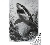 Rompecabezas De 1000 Piezas para Adultos Y Adolescentes Great White Shark Art Print-5 Rompecabezas para Adultos Juegos Familiares Decoración De Pared Difícil Y Desafiante 38x26cm/1000pcs