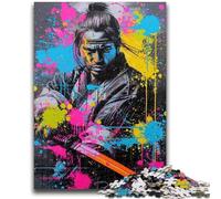 Rompecabezas de 1000 Piezas para Adultos y Adolescentes, Guerra de Guerreros samuráis neón, 1000 Piezas, Juguetes educativos, Juegos Familiares, cumpleaños (38x26cm)