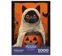 Rompecabezas De 1000 Piezas para Adultos Y Adolescentes Halloween Cat Ghost Rompecabezas para Adultos Juego Práctico Una Obra De Arte Difícil Y Desafiante 38x26cm/1000pcs