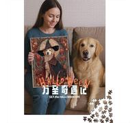Rompecabezas De 1000 Piezas para Adultos Y Adolescentes Halloween Poster with Dog Rompecabezas Juego De Ingenio Difícil Regalos De Cumpleaños Y Únicos 52x38cm/1000pcs