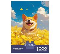 Rompecabezas De 1000 Piezas para Adultos Y Adolescentes Happy Corgi Dog in Flower Rompecabezas para Adultos Juego De Ingenio Arte De Pared Regalos De Cumpleaños Y Únicos 52x38cm/1000pcs