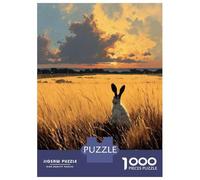 Rompecabezas De 1000 Piezas para Adultos Y Adolescentes Hare in Golden Field at Sunset Rompecabezas para Adultos Juegos Relajantes Mejora La Memoria Regalos De Cumpleaños Y Únicos 70x50cm/1000pcs