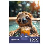 Rompecabezas De 1000 Piezas para Adultos Y Adolescentes Have A Drink with A Sloth Rompecabezas para Adultos Juego De Ingenio Arte De Pared Regalos De Cumpleaños Y Únicos 52x38cm/1000pcs