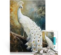 Rompecabezas de 1000 Piezas para Adultos y Adolescentes Hermoso Pavo Real Blanco Apto para Personas Mayores de 14 años. Interacción Entre Padres e Hijos Regalos interesantes para Reducir el estrés