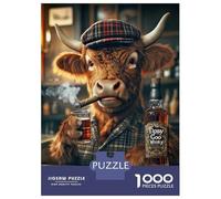 Rompecabezas De 1000 Piezas para Adultos Y Adolescentes Highland Cow in The Pub Rompecabezas para Adultos Juegos Relajantes Mejora La Memoria Regalos De Cumpleaños Y Únicos 38x26cm/1000pcs