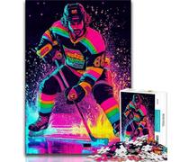 Rompecabezas de 1000 Piezas para Adultos y Adolescentes, Hockey sobre Hielo, para aliviar el estrés y Pasar el rato en casa, con póster y Hoja de Trivia a Juego (38x26cm)