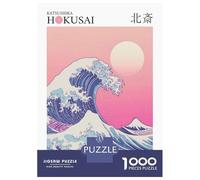 Rompecabezas De 1000 Piezas para Adultos Y Adolescentes Hokusais Great Wave - Vaporwave Pink Rompecabezas para Adultos Juegos Relajantes Arte De Pared Difícil Y Desafiante 70x50cm/1000pcs