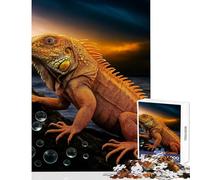 Rompecabezas de 1000 Piezas para Adultos y Adolescentes Iguana Dorada sobre una Roca con Gotas de Agua Juegos relajantes Regalos para Mujeres Decoración del hogar Juguetes Cada Pieza es única