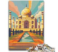 Rompecabezas de 1000 Piezas para Adultos y Adolescentes Ilustración del Taj Mahal Regalos Divertidos para Familiares y Amigos para Mayores de 14 años (tamaño 38x52cm)