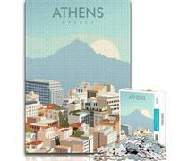 Rompecabezas de 1000 Piezas para Adultos y Adolescentes, impresión de Viaje de Atenas, Grecia, Juego desafiante y Familiar, colección de Artistas, Bellas Artes para Mayores de 14 años, 38x26cm
