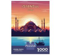 Rompecabezas De 1000 Piezas Para Adultos Y Adolescentes Istanbul, Turkey Travel Poster Illustration Rompecabezas Para Adultos Juegos Familiares Análisis Y Lógica Regalos De Cumpleaños Y Únicos 52x38cm