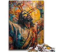 Rompecabezas de 1000 Piezas para Adultos y Adolescentes Jesús Grafiti Ayuda a ejercitar el Cerebro Juguetes adictivos para Cultivar la Paciencia Decoración de Pared 26x38cm