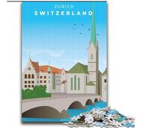 Rompecabezas de 1000 Piezas para Adultos y Adolescentes Juego de Preguntas y respuestas sobre Viajes a Zúrich Toda la Familia (38x52cm) 1000 Piezas