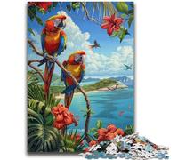 Rompecabezas de 1000 Piezas para Adultos y Adolescentes, Juego desafiante de Loros de la Selva Tropical, Toda la Familia, 26x38cm