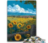 Rompecabezas de 1000 Piezas para Adultos y Adolescentes, Juego Educativo Familiar de Campo de Girasoles con Piezas de Formas aleatorias Totalmente entrelazadas, 50x75cm