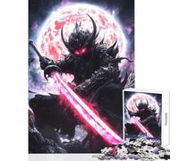 Rompecabezas de 1000 Piezas para Adultos y Adolescentes Juguete de samurái Oscuro con Espada roja decoración de Pared Regalos de Amigo Secreto Juegos Divertidos para Mejorar el Amor en Pareja 38x26cm
