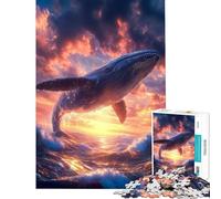 Rompecabezas de 1000 Piezas para Adultos y Adolescentes Juguetes de Ballenas al Atardecer Juegos educativos y prácticos para divertirse en Familia Regalos de Amigo Invisible (tamaño 50x75cm)