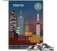 Rompecabezas de 1000 Piezas para Adultos y Adolescentes Juguetes de Entretenimiento Familiar de Tokio con póster a Juego y Hoja de Trivia (50x75cm) 1000 Piezas