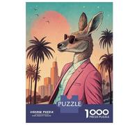 Rompecabezas De 1000 Piezas para Adultos Y Adolescentes Kangaroo in Suit with Sunglasses Rompecabezas para Adultos Juego De Ingenio Arte De Pared Regalos De Cumpleaños Y Únicos 38x26cm/1000pcs