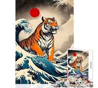 Rompecabezas de 1000 Piezas para Adultos y Adolescentes La Gran Ola del Tigre Juegos relajantes Regalos para Mujeres Juguetes de decoración para el hogar Cada Pieza es única (50x75cm)